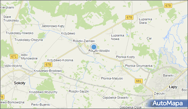 mapa Roszki-Włodki, Roszki-Włodki na mapie Targeo