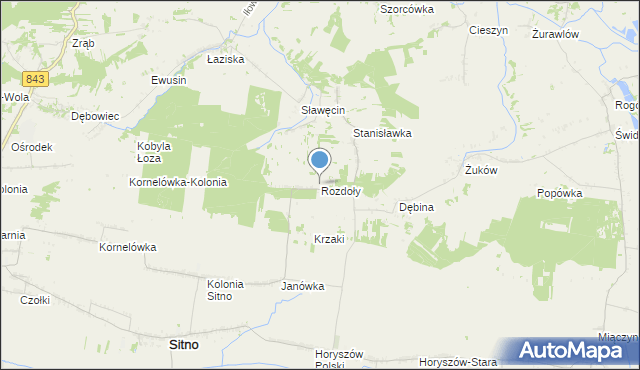 mapa Rozdoły, Rozdoły gmina Sitno na mapie Targeo