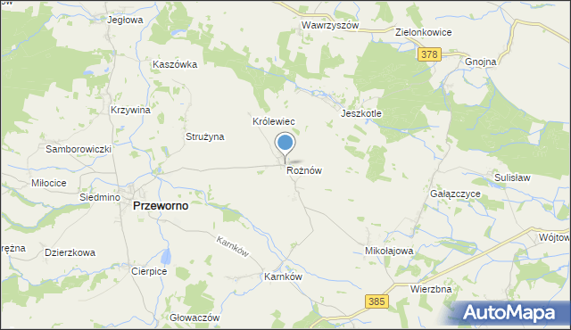 mapa Rożnów, Rożnów gmina Przeworno na mapie Targeo