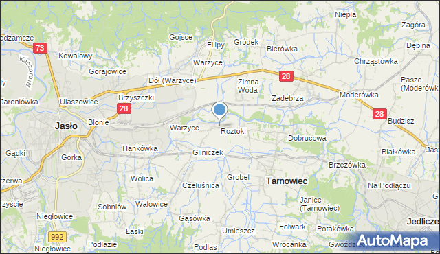 mapa Roztoki, Roztoki gmina Tarnowiec na mapie Targeo