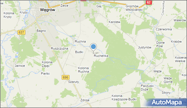 mapa Ruchenka, Ruchenka na mapie Targeo