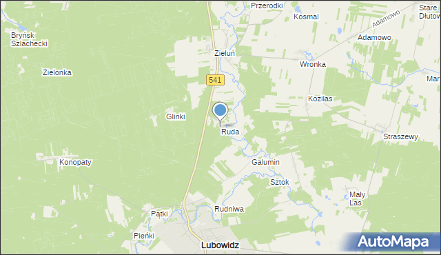 mapa Ruda, Ruda gmina Lubowidz na mapie Targeo