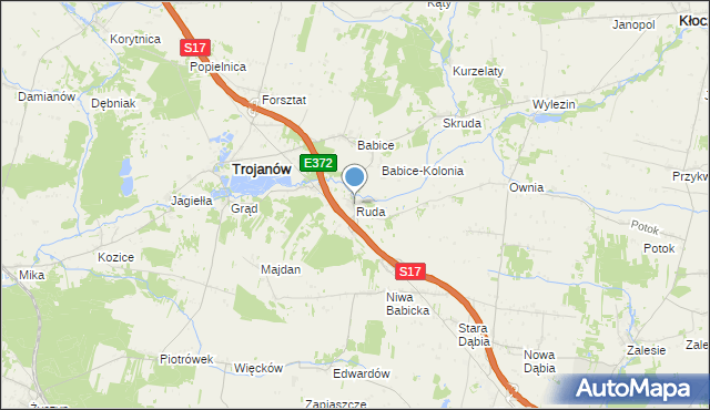 mapa Ruda, Ruda gmina Trojanów na mapie Targeo