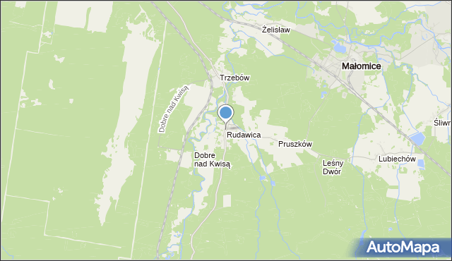 mapa Rudawica, Rudawica gmina Żagań na mapie Targeo