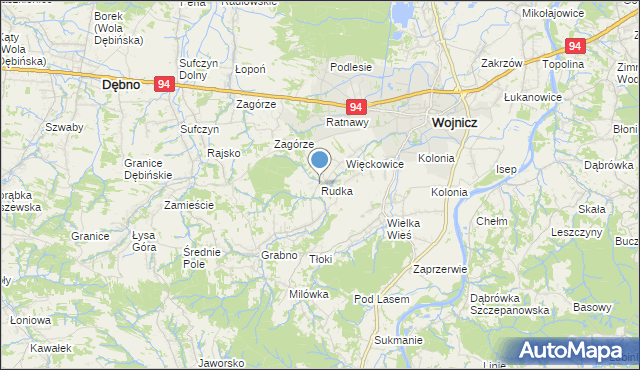 mapa Rudka, Rudka gmina Wojnicz na mapie Targeo