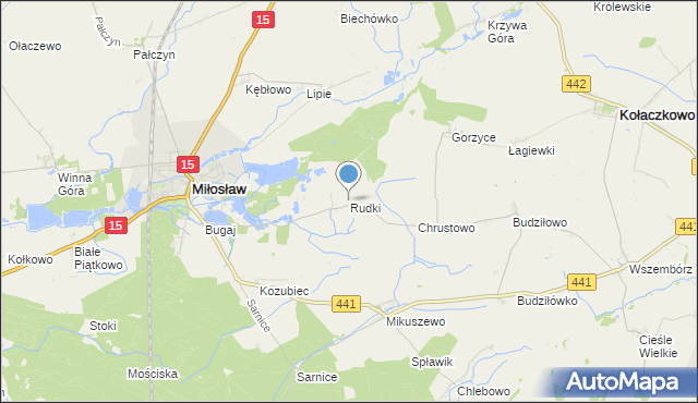 mapa Rudki, Rudki gmina Miłosław na mapie Targeo