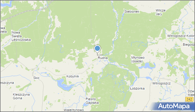 mapa Rudna, Rudna gmina Złotów na mapie Targeo