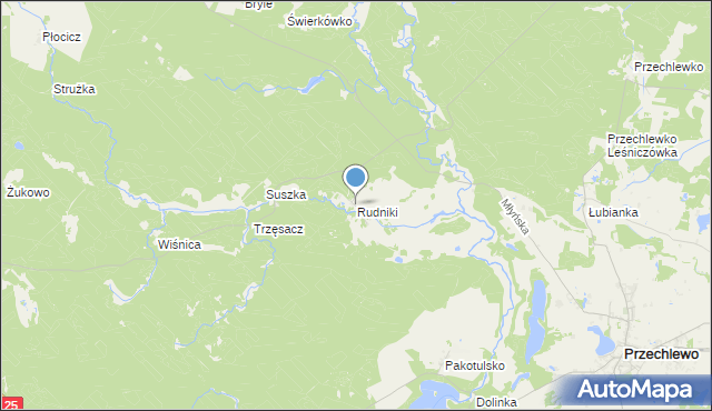 mapa Rudniki, Rudniki gmina Przechlewo na mapie Targeo