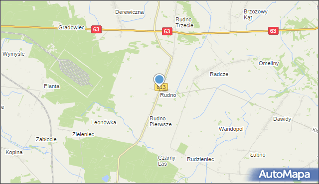 mapa Rudno, Rudno gmina Milanów na mapie Targeo