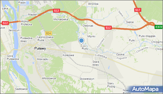 mapa Rudy, Rudy gmina Końskowola na mapie Targeo