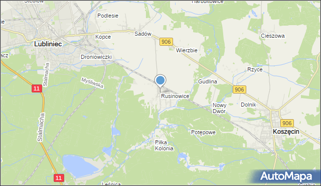 mapa Rusinowice, Rusinowice na mapie Targeo