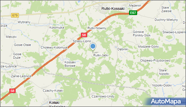 mapa Rutki-Jatki, Rutki-Jatki na mapie Targeo