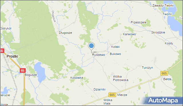 mapa Rydzewo, Rydzewo gmina Rajgród na mapie Targeo