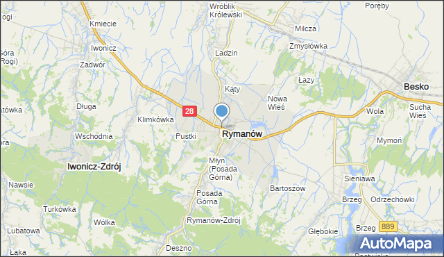 mapa Rymanów, Rymanów na mapie Targeo