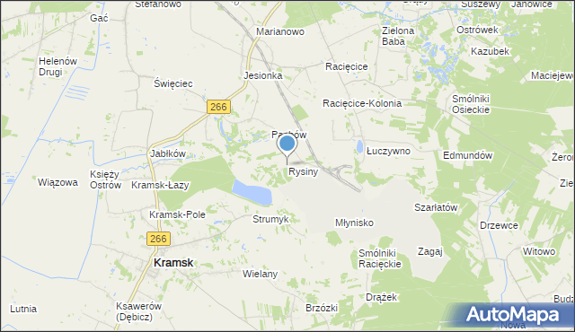 mapa Rysiny, Rysiny gmina Kramsk na mapie Targeo