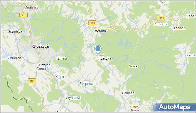 mapa Rzeczka, Rzeczka gmina Walim na mapie Targeo