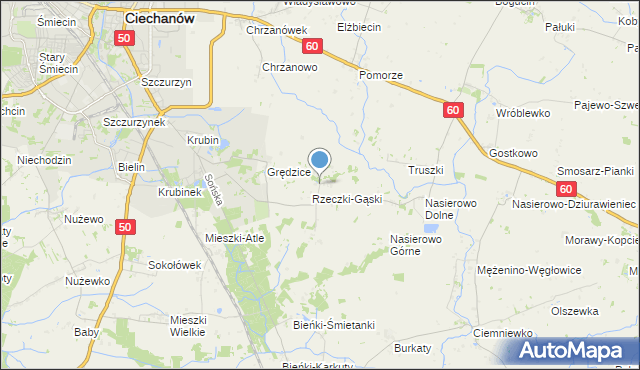 mapa Rzeczki, Rzeczki gmina Ciechanów na mapie Targeo