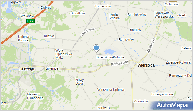 mapa Rzeczków-Kolonia, Rzeczków-Kolonia na mapie Targeo