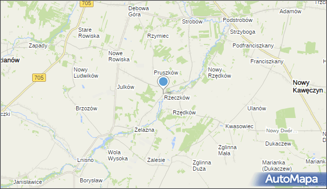 mapa Rzeczków, Rzeczków gmina Skierniewice na mapie Targeo