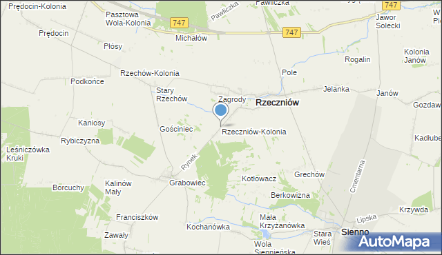 mapa Rzeczniów-Kolonia, Rzeczniów-Kolonia na mapie Targeo