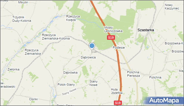 mapa Rzeczyca-Kolonia, Rzeczyca-Kolonia gmina Szastarka na mapie Targeo