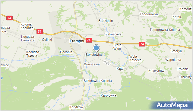 mapa Rzeczyce, Rzeczyce gmina Frampol na mapie Targeo