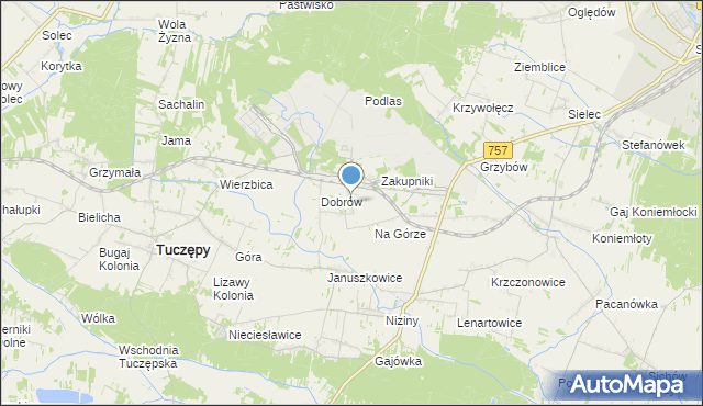mapa Rzędów, Rzędów gmina Tuczępy na mapie Targeo