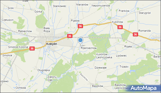 mapa Rzemiechów, Rzemiechów na mapie Targeo