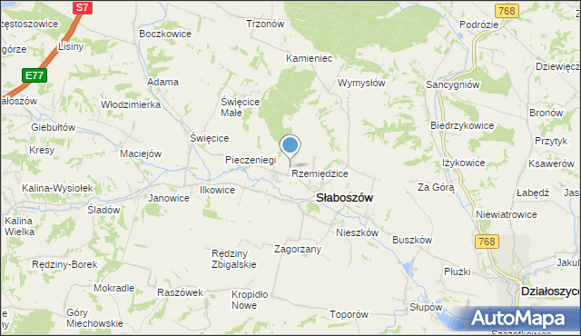 mapa Rzemiędzice, Rzemiędzice na mapie Targeo