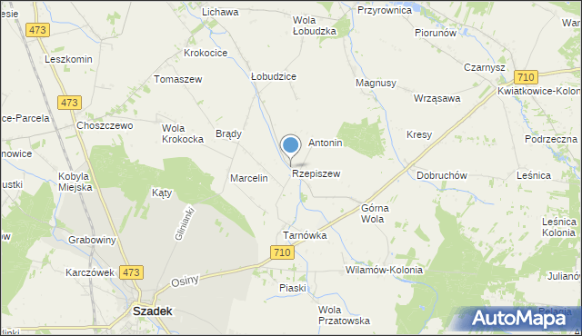 mapa Rzepiszew, Rzepiszew na mapie Targeo