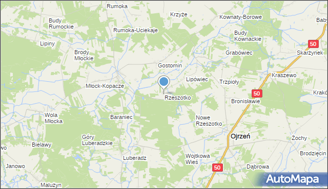 mapa Rzeszotko, Rzeszotko na mapie Targeo