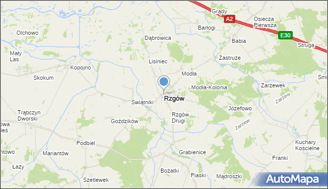 mapa Rzgów, Rzgów powiat koniński na mapie Targeo