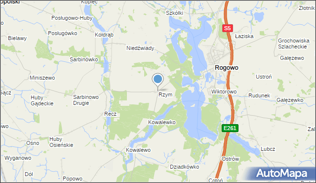 mapa Rzym, Rzym gmina Rogowo na mapie Targeo