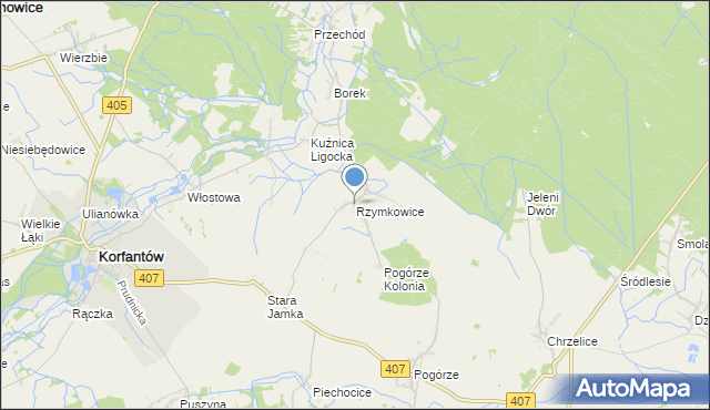 mapa Rzymkowice, Rzymkowice na mapie Targeo