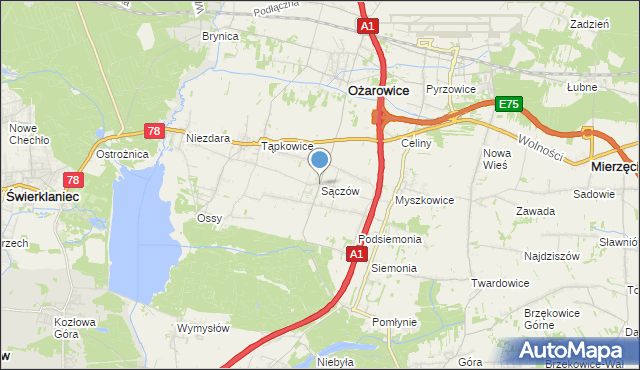 mapa Sączów, Sączów na mapie Targeo