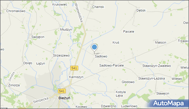 mapa Sadłowo, Sadłowo gmina Bieżuń na mapie Targeo