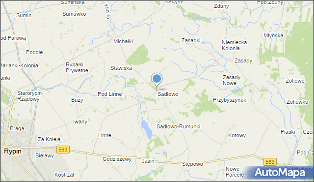mapa Sadłowo, Sadłowo gmina Rypin na mapie Targeo