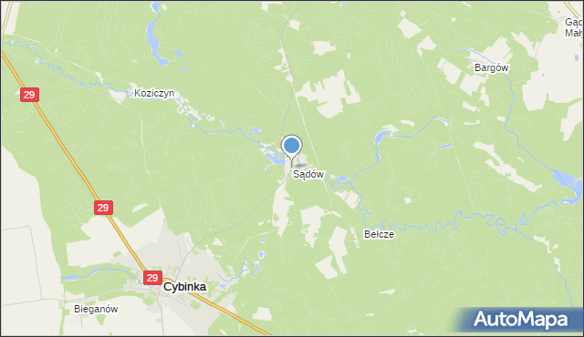 mapa Sądów, Sądów gmina Cybinka na mapie Targeo