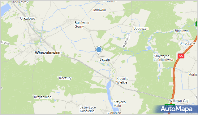 mapa Sądzia, Sądzia na mapie Targeo