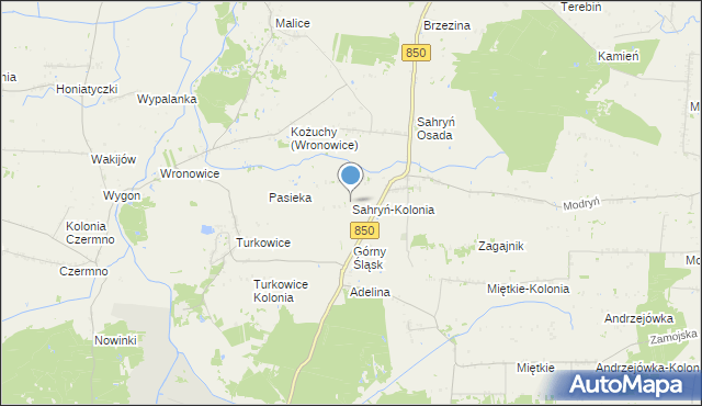 mapa Sahryń-Kolonia, Sahryń-Kolonia na mapie Targeo