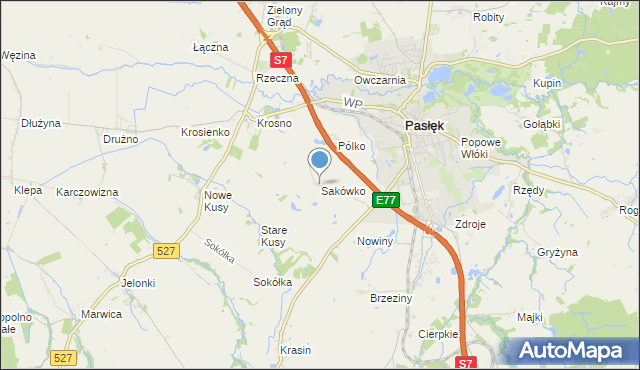 mapa Sakówko, Sakówko na mapie Targeo