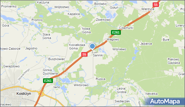 mapa Sanniki, Sanniki gmina Kostrzyn na mapie Targeo