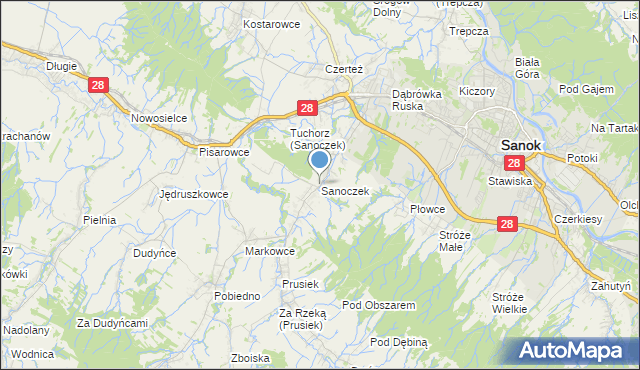 mapa Sanoczek, Sanoczek na mapie Targeo