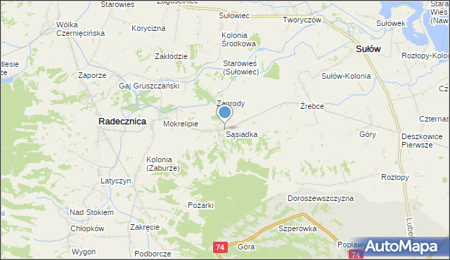 mapa Sąsiadka, Sąsiadka na mapie Targeo