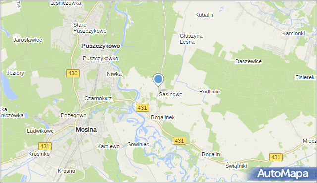 mapa Sasinowo, Sasinowo na mapie Targeo