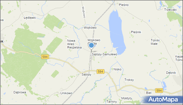 mapa Sątopy-Samulewo, Sątopy-Samulewo na mapie Targeo