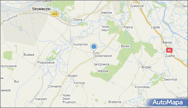 mapa Ściborowice, Ściborowice na mapie Targeo