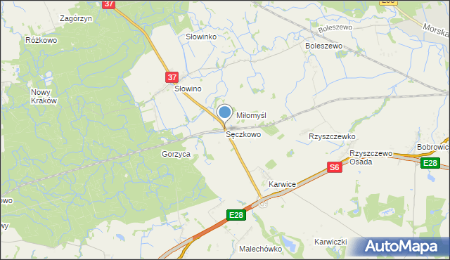 mapa Sęczkowo, Sęczkowo gmina Malechowo na mapie Targeo