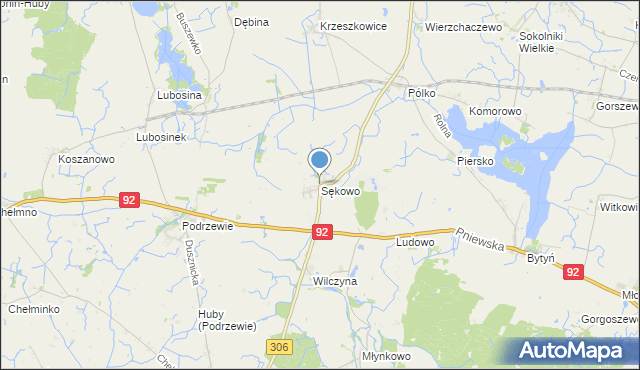 mapa Sękowo, Sękowo gmina Duszniki na mapie Targeo