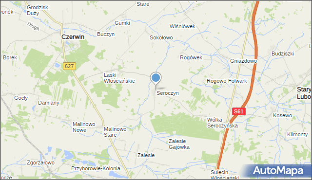 mapa Seroczyn, Seroczyn gmina Czerwin na mapie Targeo